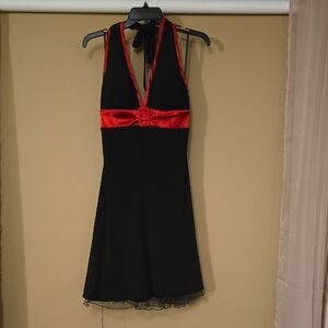 Blondie Nites Black and Red Backless Dress